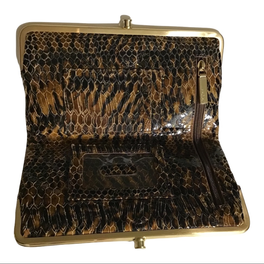 VINTAGE HOBO Double Frame Clutch/Wallet Snake Leather Size 8.5”x 4.5” - Picture 3 of 9